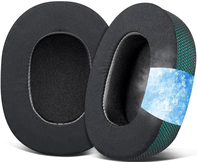 Main image of Cooling-Gel Replacement Earpads for Skullcandy Hesh 3/ANC/Evo & Crusher Wireless/540/ANC/Evo & Venue ANC Over-Ear Headphones, Ear Pads Cushions with Ice Silk Fabric - Dark Green
