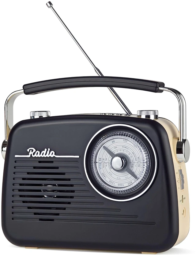 Main image of Portable Radio AM FM Shortwave Vintage Radio Retro Great Reception Receiver Bluetooth Speaker Plug in Wall Support USB Drive/MicroSD Card, Good Sound for Family for Home Outdoors Kitchen D-216 (Black)