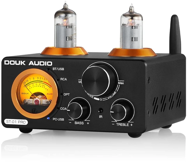 Main image of ST-01 PRO 200W Bluetooth Amplifier, 2 Channel Vacuum Tube Power Amp with USB DAC/Coaxial Optical Inputs/VU Meter/Treble Bass Control for Home Theater/Stereo Speakers (Upgrade Version)