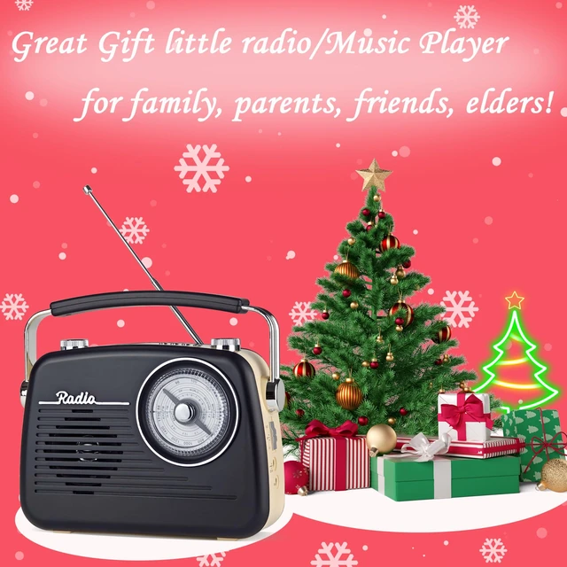 Alt view image 6 of 7 - Portable Radio AM FM Shortwave Vintage Radio Retro Great Reception Receiver Bluetooth Speaker Plug in Wall Support USB Drive/MicroSD Card, Good Sound for Family for Home Outdoors Kitchen D-216 (Black)