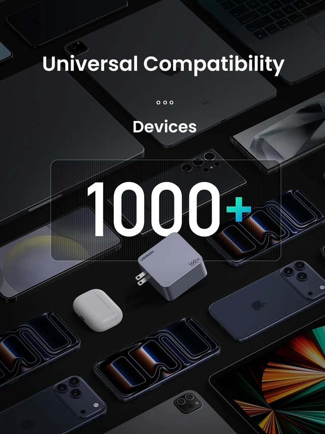 Alt view image 7 of 7 - Nexode Pro 160W GaN USB C Laptop Charger, 4-Port PD 3.1 Charger PPS Fast Charger for MacBook Pro, Pixelbook, Dell XPS, iPad Pro, iPhone 18/17, Galaxy S25/S24, Pixel 10/9, Steam Deck