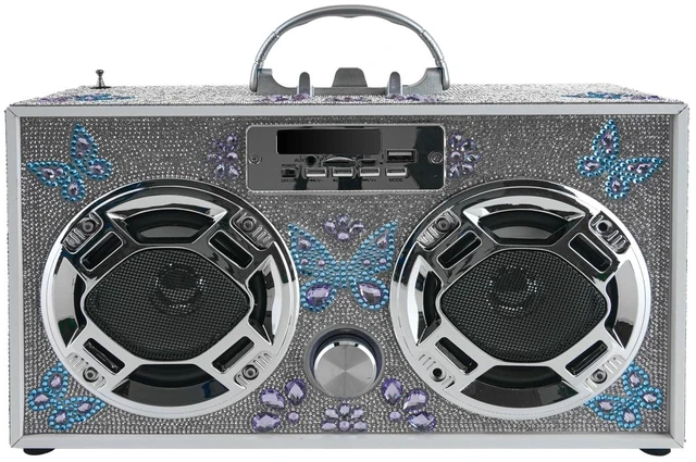Main image of Retro Boombox Bluetooth Speaker, Music Player w/FM Radio & LED Lights Retro Speaker with LED Lights, Rechargeable Portable Bluetooth Speaker with USB & SD, AUX & Remote Control