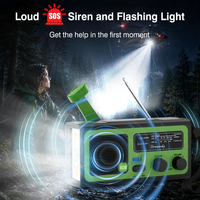 Alt view image 4 of 7 - NOAA Emergency Radio Weather Alert with Hand Crank Solar Radios Portable AM FM, 18500mWh Rechargeable Battery for Input/Output, SOS Alarm, Flashlight & Lamp, for Home Outdoor Camping