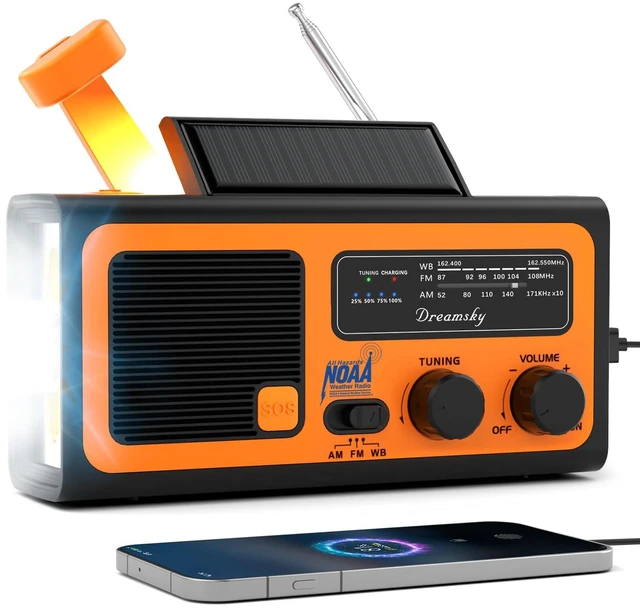 Main image of NOAA Emergency Radio Weather Alert with Hand Crank Solar Radios Portable AM FM, 18500mWh Rechargeable Battery for Input/Output, SOS Alarm, Flashlight & Lamp, for Home Outdoor Camping