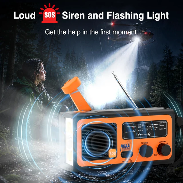 Alt view image 4 of 7 - NOAA Emergency Radio Weather Alert with Hand Crank Solar Radios Portable AM FM, 18500mWh Rechargeable Battery for Input/Output, SOS Alarm, Flashlight & Lamp, for Home Outdoor Camping