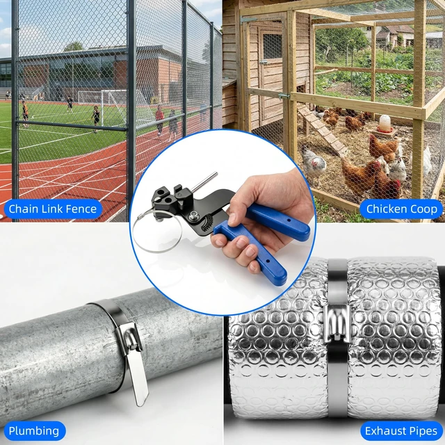 Alt view image 7 of 7 - Metal Zip Ties Gun Set, 200Pcs Stainless Steel Cable Ties, Blue Heavy Duty Stainless Steel Cable Tie Gun Kit with 8 inch & 12 Inch Zip Ties for Chain Link Fence, Chicken Coop, Exhaust Pipes