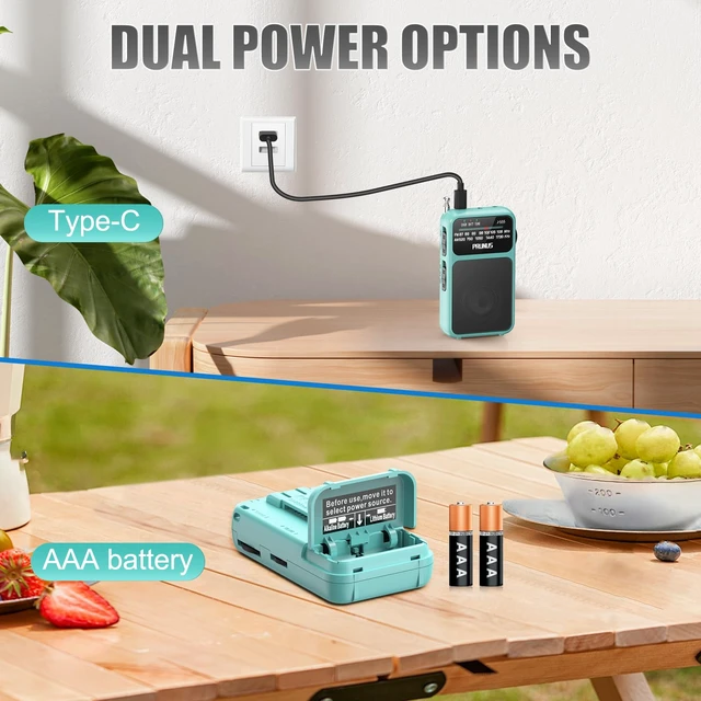 Alt view image 2 of 6 - J-555 Pocket Radio AM FM USB-C Charging& Battery Operated, Back Clip Excellent Reception & Clear Speaker and Headphone Jack, Flashlight, Transistor Radios, Portable Radios AM FM, Mini Radio