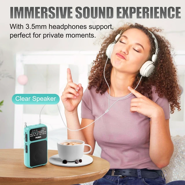 Alt view image 6 of 6 - J-555 Pocket Radio AM FM USB-C Charging& Battery Operated, Back Clip Excellent Reception & Clear Speaker and Headphone Jack, Flashlight, Transistor Radios, Portable Radios AM FM, Mini Radio