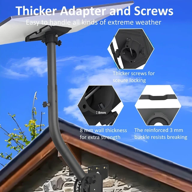 Alt view image 2 of 7 - Heavy-Duty Starlink Gen 3 Wall & Roof Mount Kit, Iron Grey 180° Adjustable Pole Bracket, Reinforced Pivot Base, Alloy Adapter, Universal Antenna Installation