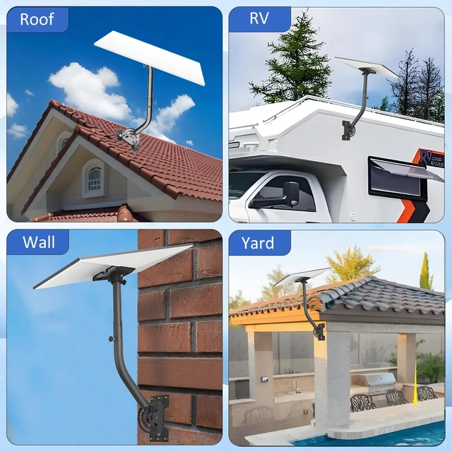 Alt view image 6 of 7 - Heavy-Duty Starlink Gen 3 Wall & Roof Mount Kit, Iron Grey 180° Adjustable Pole Bracket, Reinforced Pivot Base, Alloy Adapter, Universal Antenna Installation