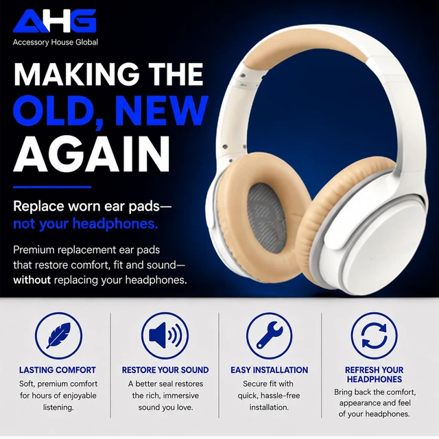Alt view image 3 of 7 - AE2 ae 2 Ear Pads Compatible with Bose SoundLink Around Ear 2 Headphone Easy DIY Fit Premium Protein Leather Extra Thick Soft High-Density Foam