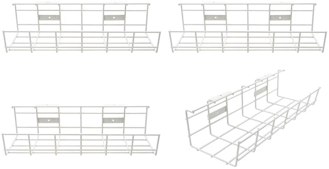 Main image of Under Desk Cable Management- 4 Pack Cord Organizer. Metal Wire Cable Management Tray for Office, Studio and Home. Super Sturdy Under Table Cable Managements - White Cable Organizer