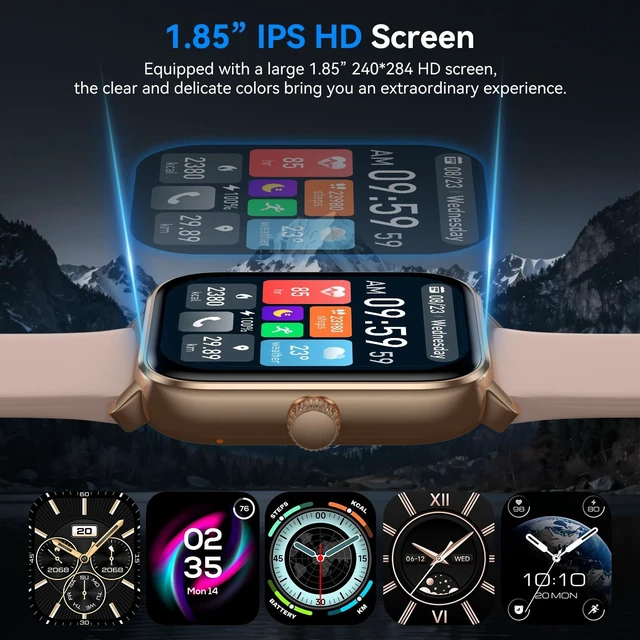 Alt view image 6 of 7 - Smart Watches for Men Women with Alexa Built-in, Bluetooth Call, 1.85" HD Touchscreen, 120+ Sport Modes, IP68 Waterproof, 7-Day Battery, 24/7 Heart Rate & Sleep Monitor for Android iPhone (Pink)