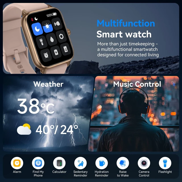 Alt view image 7 of 7 - Smart Watches for Men Women with Alexa Built-in, Bluetooth Call, 1.85" HD Touchscreen, 120+ Sport Modes, IP68 Waterproof, 7-Day Battery, 24/7 Heart Rate & Sleep Monitor for Android iPhone (Pink)