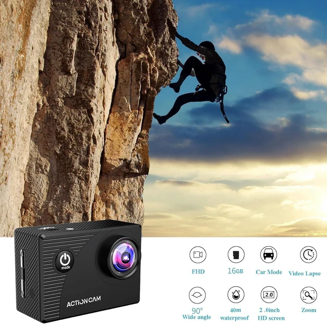 Alt view image 2 of 6 - Action Camera 1080P Sports Camera Memory Card Action Cam 4xZoom 131ft Underwater Waterproof with 2 X Batteries and Multi-Function Accessory(X2R)