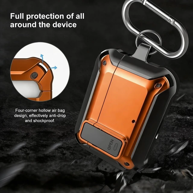 Alt view image 3 of 7 - Compatible with JBL Vibe Beam/Beam 2 Case Cover Lock Clip with Cleaner Kit,Cool Protective JBL Vibe 200TWS Cover Men Women with Carabiner for JBL Vibe Beam 2 Charging Case - Orange
