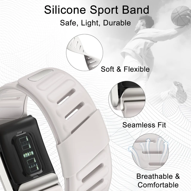 Alt view image 2 of 7 - Silicone Sport Band Compatible with Whoop 4.0 Band Strap Men Women, Soft Breathable Sport Adjustable Waterproof Replacement Wristbands Straps for Whoop 4.0 Bands