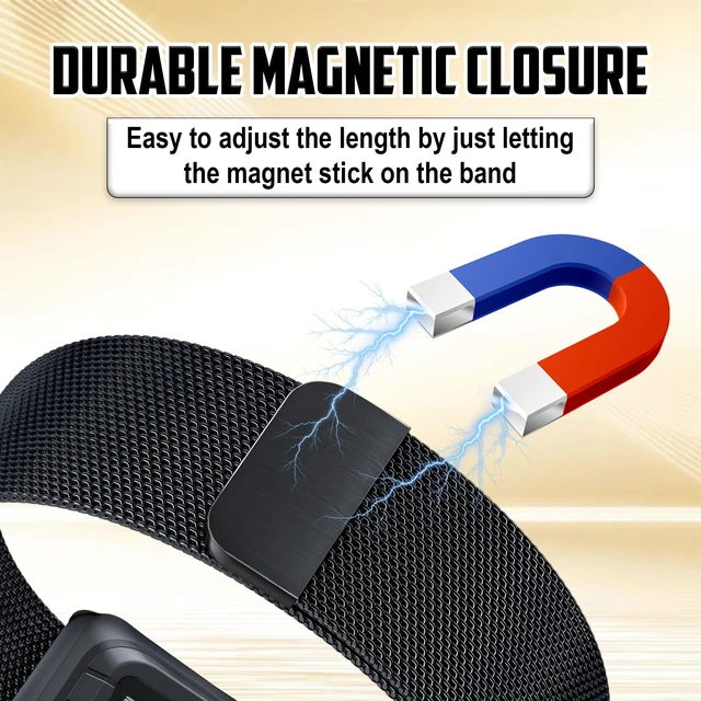 Alt view image 3 of 7 - Milanese Stainless Steel Band Compatible with WHOOP 5.0, One, Peak, and Life Lightweight Magnetic Breathable & Fully Adjustable Wristband (Charging Requires Removal)