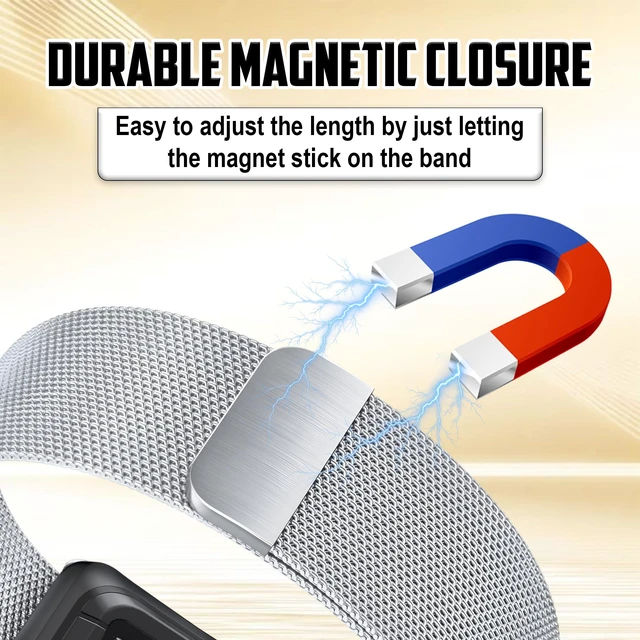 Alt view image 3 of 7 - Milanese Stainless Steel Band Compatible with WHOOP 5.0, One, Peak, and Life Lightweight Magnetic Breathable & Fully Adjustable Wristband (Charging Requires Removal)