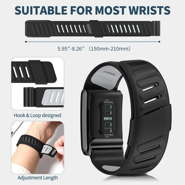 Alt view image 5 of 7 - Comfort Durable Silicone Wristband Compatible with WHOOP 4.0 Band, Soft Silicone Sports Loop Strap for Men & Women, with U Shapped Connector