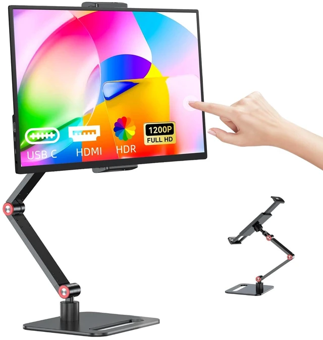 Main image of 14 Inch Portable Touch Monitor, 1920×1200 External Touch Screen with Foldable Stand, Aluminum Alloy Housing & Built-in Speakers, USB-C and HDMI Travel Monitor for Laptops, PCs, Phones, Switch, and PS5