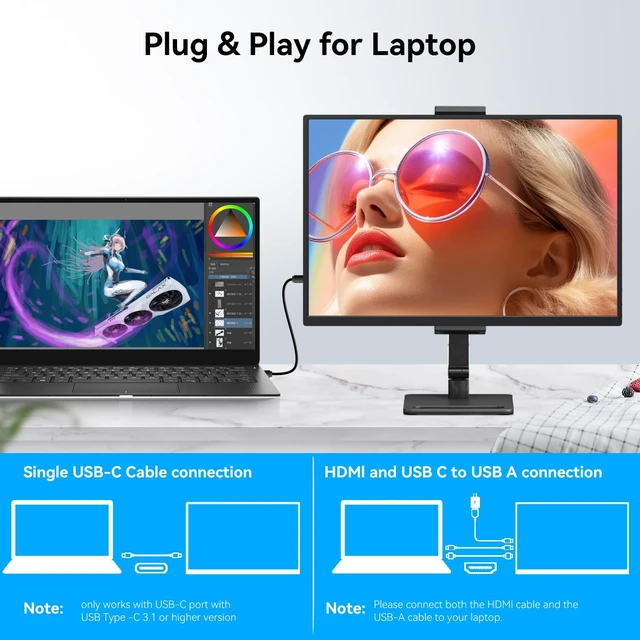 Alt view image 2 of 7 - 14 Inch Portable Touch Monitor, 1920×1200 External Touch Screen with Foldable Stand, Aluminum Alloy Housing & Built-in Speakers, USB-C and HDMI Travel Monitor for Laptops, PCs, Phones, Switch, and PS5