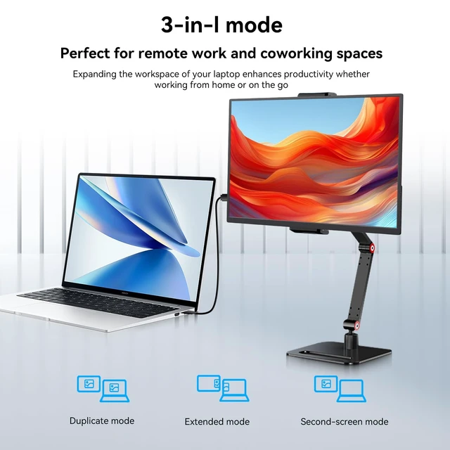 Alt view image 7 of 7 - 14 Inch Portable Touch Monitor, 1920×1200 External Touch Screen with Foldable Stand, Aluminum Alloy Housing & Built-in Speakers, USB-C and HDMI Travel Monitor for Laptops, PCs, Phones, Switch, and PS5