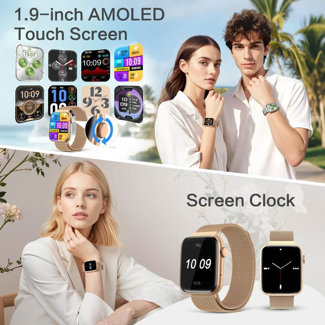 Alt view image 2 of 7 - Smart Watch for Women 1.9" AMOLED AOD, DA GPT, AI Watch Face Make/Answer Calls, 123 Sports, Blood Pressure/SpO2, 24/7 Heart Rate/Sleep/Stress, IP68 Waterproof Fitness Tracker iOS/Android