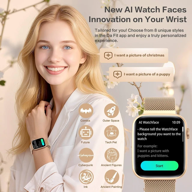 Alt view image 4 of 7 - Smart Watch for Women 1.9" AMOLED AOD, DA GPT, AI Watch Face Make/Answer Calls, 123 Sports, Blood Pressure/SpO2, 24/7 Heart Rate/Sleep/Stress, IP68 Waterproof Fitness Tracker iOS/Android