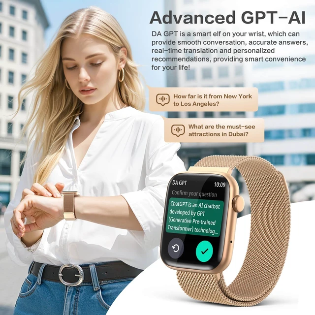 Alt view image 3 of 7 - Smart Watch for Women 1.9" AMOLED AOD, DA GPT, AI Watch Face Make/Answer Calls, 123 Sports, Blood Pressure/SpO2, 24/7 Heart Rate/Sleep/Stress, IP68 Waterproof Fitness Tracker iOS/Android