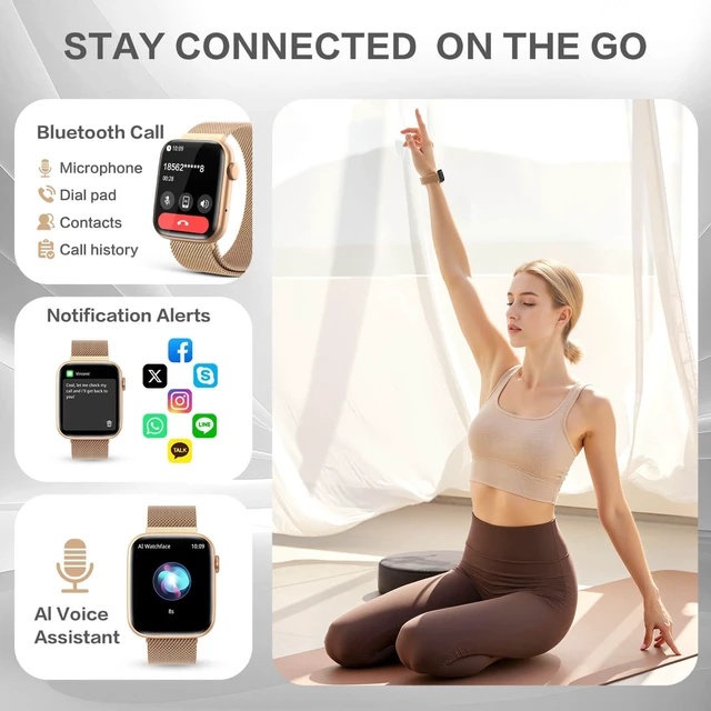 Alt view image 6 of 7 - Smart Watch for Women 1.9" AMOLED AOD, DA GPT, AI Watch Face Make/Answer Calls, 123 Sports, Blood Pressure/SpO2, 24/7 Heart Rate/Sleep/Stress, IP68 Waterproof Fitness Tracker iOS/Android