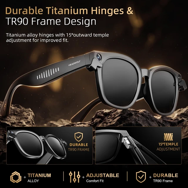 Alt view image 2 of 7 - AI Smart Glasses with 8MP Camera & Magnetic Privacy Cover Hands-Free Voice Assistant, Real-Time Translation, Visual Recognition, Open-Ear Audio for Work Travel Daily Life