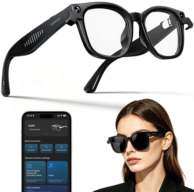 Main image of AI Smart Glasses with 8MP Camera & Magnetic Privacy Cover Hands-Free Voice Assistant, Real-Time Translation, Visual Recognition, Open-Ear Audio for Work Travel Daily Life