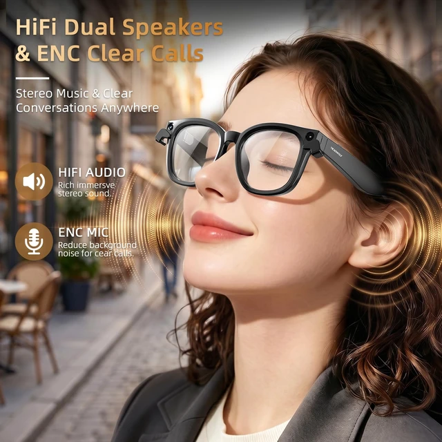 Alt view image 7 of 7 - AI Smart Glasses with 8MP Camera & Magnetic Privacy Cover Hands-Free Voice Assistant, Real-Time Translation, Visual Recognition, Open-Ear Audio for Work Travel Daily Life