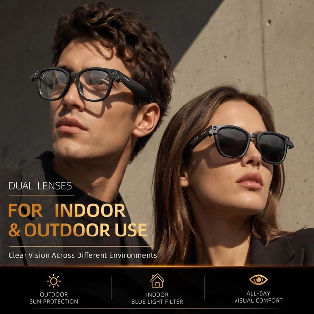 Alt view image 6 of 7 - AI Smart Glasses with 8MP Camera & Magnetic Privacy Cover Hands-Free Voice Assistant, Real-Time Translation, Visual Recognition, Open-Ear Audio for Work Travel Daily Life