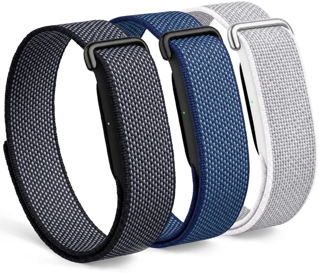 Main image of 3 Pack Nylon Replacement Bands Compatible with Google Fitbit Air Soft Breathable Sport Wristband, Lightweight Micro-Adjustable Hook-and-Loop Strap for Gym Workout, Women Men