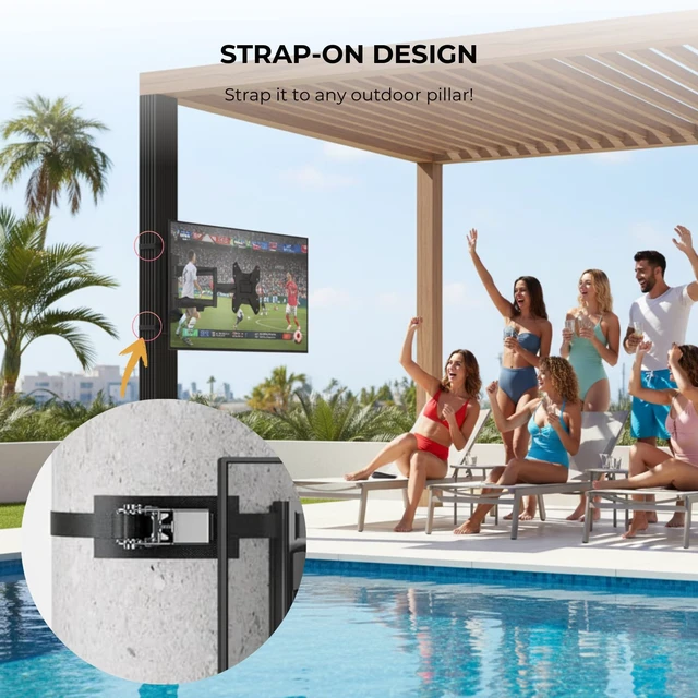 Alt view image 3 of 7 - ZeboZap 19"50" TVs Outdoor Full Motion TV Mount Fits Pillars & Poles, No Drill Gazebo, Pergola & Post TV Mount, VESA 200x200, Holds 66 lbs