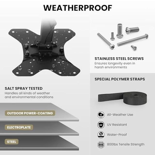 Alt view image 6 of 7 - ZeboZap 19"50" TVs Outdoor Full Motion TV Mount Fits Pillars & Poles, No Drill Gazebo, Pergola & Post TV Mount, VESA 200x200, Holds 66 lbs