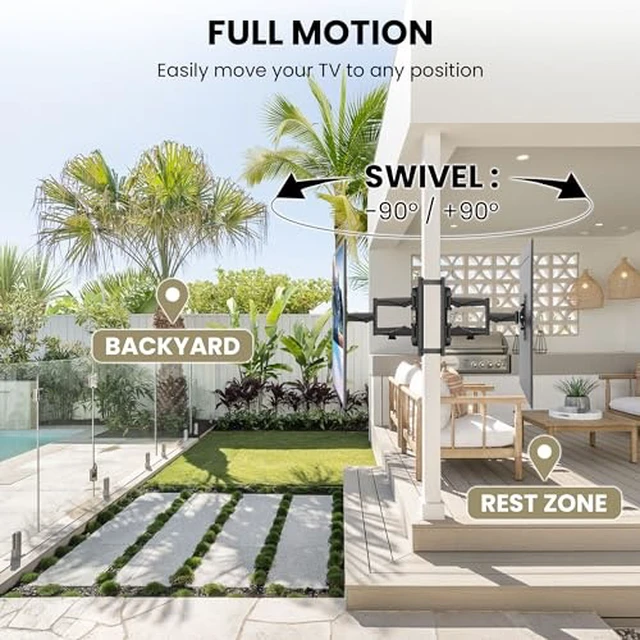 Alt view image 7 of 7 - ZeboZap 19"50" TVs Outdoor Full Motion TV Mount Fits Pillars & Poles, No Drill Gazebo, Pergola & Post TV Mount, VESA 200x200, Holds 66 lbs