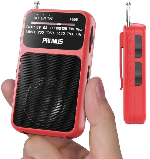 Main image of J-555 Pocket Radio AM FM USB-C Charging& Battery Operated, Back Clip Excellent Reception & Clear Speaker and Headphone Jack, Flashlight, Transistor Radios, Portable Radios AM FM, Mini Radio