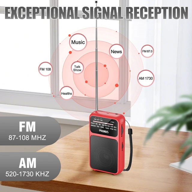 Alt view image 5 of 6 - J-555 Pocket Radio AM FM USB-C Charging& Battery Operated, Back Clip Excellent Reception & Clear Speaker and Headphone Jack, Flashlight, Transistor Radios, Portable Radios AM FM, Mini Radio