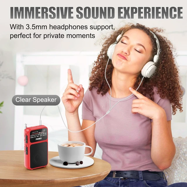 Alt view image 6 of 6 - J-555 Pocket Radio AM FM USB-C Charging& Battery Operated, Back Clip Excellent Reception & Clear Speaker and Headphone Jack, Flashlight, Transistor Radios, Portable Radios AM FM, Mini Radio