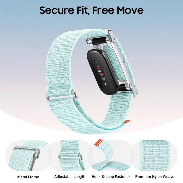 Alt view image 3 of 7 - Nylon Loop Band Compatible with Google Fitbit Air, Sport Wrist Strap Custom Fit with Secure Closure, Adjustable Hook-and-Loop, Breathable Durable, Lightweight, All-day Comfort, for Men Women