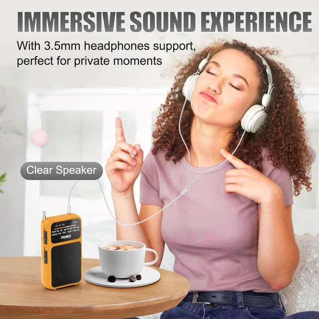 Alt view image 6 of 6 - J-555 Pocket Radio AM FM USB-C Charging& Battery Operated, Back Clip Excellent Reception & Clear Speaker and Headphone Jack, Flashlight, Transistor Radios, Portable Radios AM FM, Mini Radio