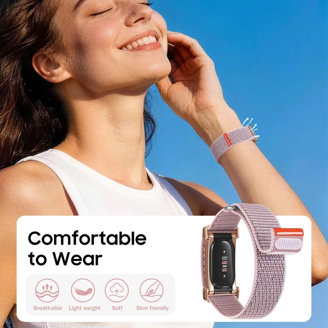 Alt view image 2 of 7 - Nylon Loop Band Compatible with Google Fitbit Air, Sport Wrist Strap Custom Fit with Secure Closure, Adjustable Hook-and-Loop, Breathable Durable, Lightweight, All-day Comfort, for Men Women