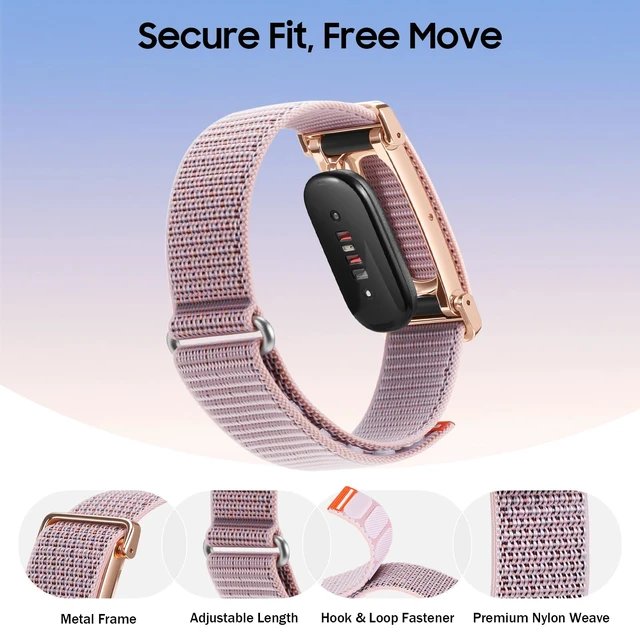 Alt view image 3 of 7 - Nylon Loop Band Compatible with Google Fitbit Air, Sport Wrist Strap Custom Fit with Secure Closure, Adjustable Hook-and-Loop, Breathable Durable, Lightweight, All-day Comfort, for Men Women