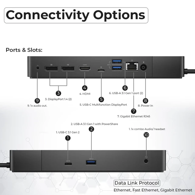 Alt view image 4 of 7 - Dell WD19 130W USB-C Docking Station - Dell Docking Station Dual Monitor Bundle with 130W Power Adapter + HDMI, DisplayPort, USB-C Cables + Microfiber Cloth