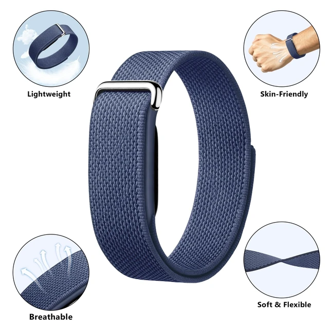 Alt view image 2 of 6 - 4 Pack Band Compatible with Google Fitbit Air Band for Women Men, Braided Nylon Loop Sport Breathable Replacement Wrist Strap Compatible with Fitbit Air Screenless Fitness Tracker