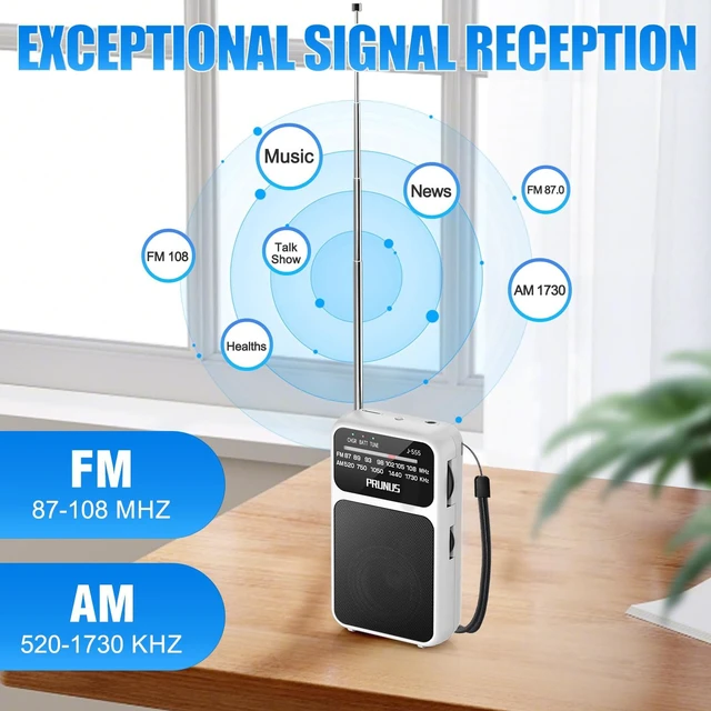 Alt view image 5 of 6 - J-555 Pocket Radio AM FM USB-C Charging& Battery Operated, Back Clip Excellent Reception & Clear Speaker and Headphone Jack, Flashlight, Transistor Radios, Portable Radios AM FM, Mini Radio