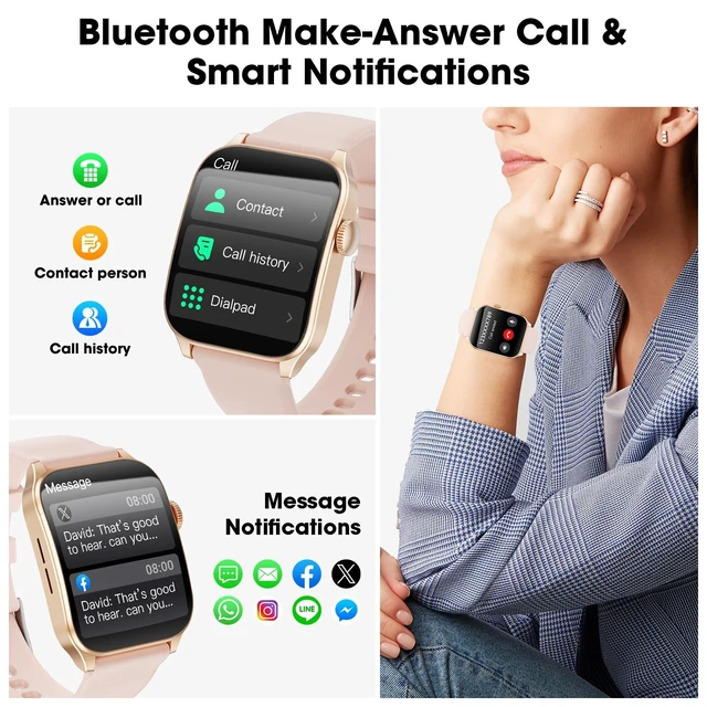 Alt view image 2 of 7 - Smart Watches for Men Women, 1.91" HD Curve Screen Smartwatch (Answer/Make Call), Activity Fitness Tracker with Heart Rate Sleep Monitor Pedometer, 100+ Sport Modes, Smart Watch for Android iPhone